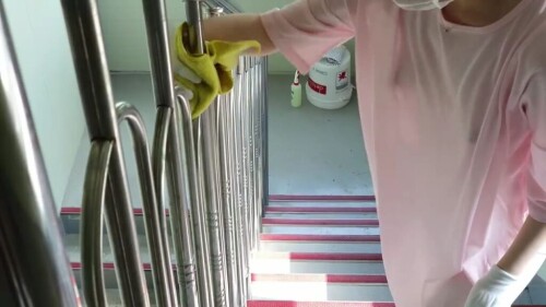 청소알바 알바생 샛별이 계단청소 . 1 레깅스 시스루 노브라 Part timer SaetbyeolLeggings See through No bra look.mp4 000205866