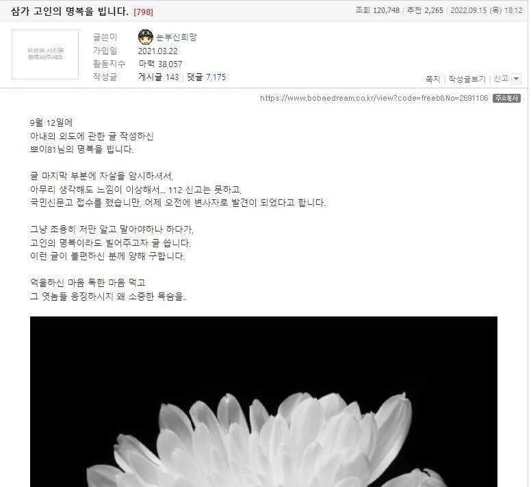 보배드림 아내외도로 자살